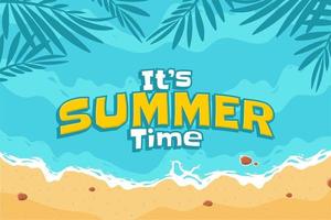 Hand drawn Summer Beach Tropical Palm Background Vector