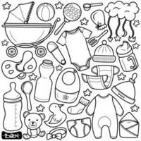 Hand drawn baby doodle vector set