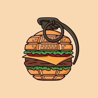 Grenade Burger Illustration Cartoon Vector