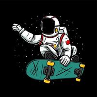 Atronauts play skateboard in space premium vector