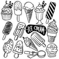 Set Ice Cream Hand Drawn Doodle vector