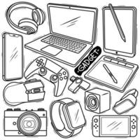 Set Gadget Hand Drawn Doodle vector