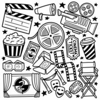 Doodle entertainment Cinema icons Vector Illustration