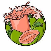 Splash Glass Guava Juice Vector Isolated