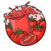 vector de jugo de tomate de vidrio splash aislado