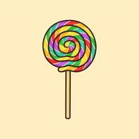 Rainbow Lollipop Cartoon Vector Illustration