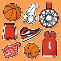 vector de dibujos animados de baloncesto conjunto de pegatinas