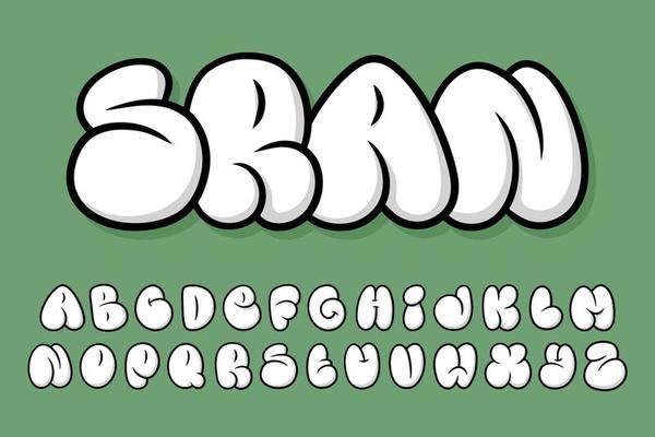Alphabet Simple Bubble Graffity text vector Letters