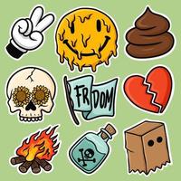 Sticker set Bad Cartoon Vector