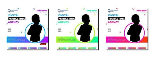 Social media posts template modern design, for digital marketing online vector