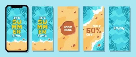 collection Background Instagram Stories Sosial Media Summer Beach Tropical Palm Vector