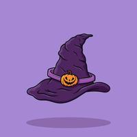 Hat And Mini Pumpkin Halloween Flat Cartoon Hand Drawn Vector Isolated
