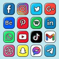 Social Media Icon Set Vector Art, Icons, and Graphics for Free Download