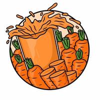 Splash Glass Carrot Juice Vector Isolated