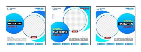 Social media posts template modern design, for digital marketing online. vector