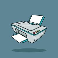 Printer with paper Cartoon Vector