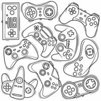 Joystick Controller doodle vector line art