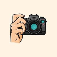 Holding the Camera With Single Hands Illustration Cartoon Vector