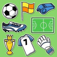 vector de dibujos animados de fútbol conjunto de pegatinas