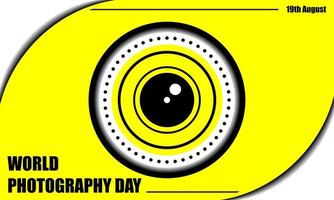 world photography day, perfect design with lens, vector illustration and text.