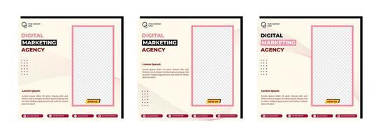 Social media posts template modern design, for digital marketing online vector