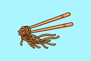 Chopstick Noodles Illustration Cartoon Vector