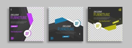 furniture sosial media post template vector