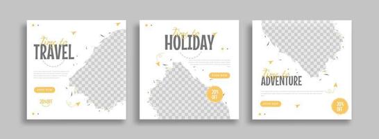 travel sosial media post template bundle vector