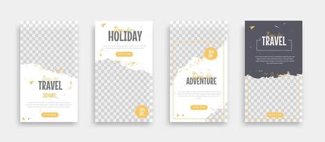 travel sosial media post story  template bundle vector