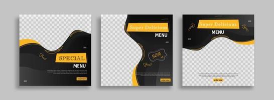 food menu sosial media post template vector