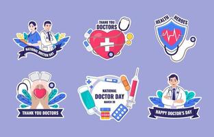 National Doctor Day Sticker Set vector