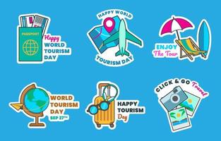 World Tourism Day Sticker Collection vector