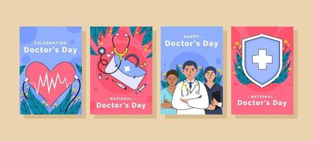 National Doctor Day Cards Collection vector