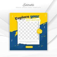 Creative Travel adventure sosial media post template easy use vector