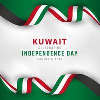 feliz día de la independencia de kuwait 25 de febrero celebración vector diseño ilustración. plantilla para poster, pancarta, publicidad, tarjeta de felicitación o elemento de diseño de impresión