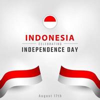 feliz día de la independencia de indonesia 17 de agosto celebración vector diseño ilustración. plantilla para poster, pancarta, publicidad, tarjeta de felicitación o elemento de diseño de impresión