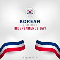 feliz día de la independencia de corea del sur 15 de agosto ilustración de diseño vectorial de celebración. plantilla para poster, pancarta, publicidad, tarjeta de felicitación o elemento de diseño de impresión vector