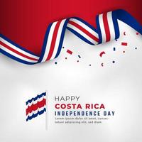 feliz día de la independencia de costa rica 15 de septiembre celebración ilustración de diseño vectorial. plantilla para poster, pancarta, publicidad, tarjeta de felicitación o elemento de diseño de impresión vector