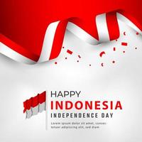 Happy Indonesia Independence Day 17 August Celebration Vector Design Illustration. Template for Poster, Banner, Advertising, Greeting Card or Print Design Element