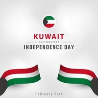 feliz día de la independencia de kuwait 25 de febrero celebración vector diseño ilustración. plantilla para poster, pancarta, publicidad, tarjeta de felicitación o elemento de diseño de impresión