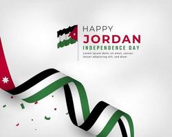 feliz día de la independencia de jordania 25 de mayo celebración ilustración de diseño vectorial. plantilla para poster, pancarta, publicidad, tarjeta de felicitación o elemento de diseño de impresión vector