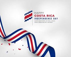 feliz día de la independencia de costa rica 15 de septiembre celebración ilustración de diseño vectorial. plantilla para poster, pancarta, publicidad, tarjeta de felicitación o elemento de diseño de impresión vector