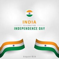 Happy India Independence Day 15 August Celebration Vector Design Illustration. Template for Poster, Banner, Advertising, Greeting Card or Print Design Element