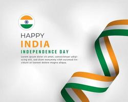 Happy India Independence Day 15 August Celebration Vector Design Illustration. Template for Poster, Banner, Advertising, Greeting Card or Print Design Element