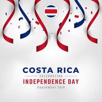 feliz día de la independencia de costa rica 15 de septiembre celebración ilustración de diseño vectorial. plantilla para poster, pancarta, publicidad, tarjeta de felicitación o elemento de diseño de impresión vector