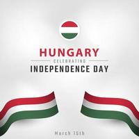 Happy Hungary Independence Day 15 March Celebration Vector Design Illustration. Template for Poster, Banner, Advertising, Greeting Card or Print Design Element