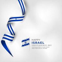 feliz celebración del día de la independencia de israel ilustración de diseño vectorial. plantilla para poster, pancarta, publicidad, tarjeta de felicitación o elemento de diseño de impresión vector