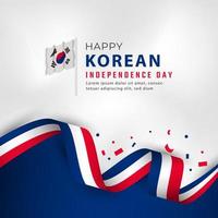 feliz día de la independencia de corea del sur 15 de agosto ilustración de diseño vectorial de celebración. plantilla para poster, pancarta, publicidad, tarjeta de felicitación o elemento de diseño de impresión vector