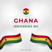 feliz día de la independencia de ghana 6 de marzo celebración ilustración de diseño vectorial. plantilla para poster, pancarta, publicidad, tarjeta de felicitación o elemento de diseño de impresión vector