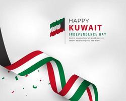 feliz día de la independencia de kuwait 25 de febrero celebración vector diseño ilustración. plantilla para poster, pancarta, publicidad, tarjeta de felicitación o elemento de diseño de impresión